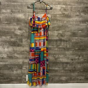Rubber Ducky Pre Loved Maxi Colorful Dress with adjustable Straps and 1/4 lined.